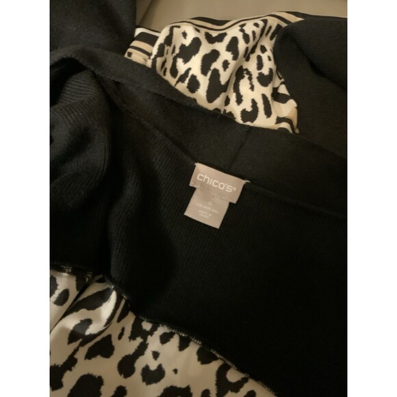 Chicos Women’s 4 US 2XL Unique Knit Cardigan w/Pockets Animal Print Back - Picture 6 of 11